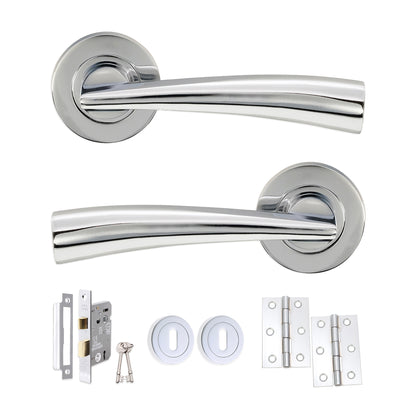 Polished Chrome Lever on Rose Lock Pack Home Decor   