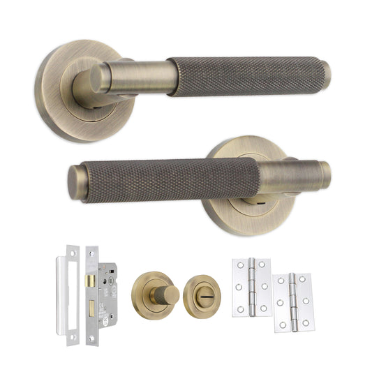 Connaught Knurled Lever on Rose Matt Antique Bath Pack