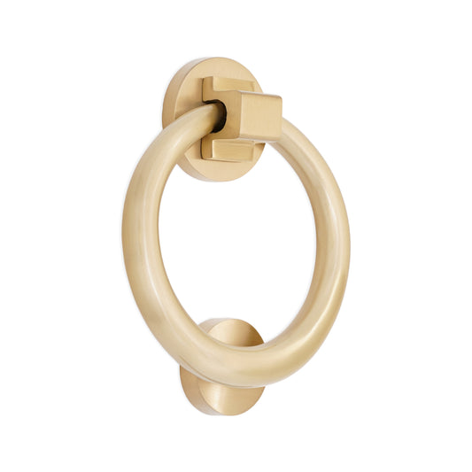 Heurtoir de porte à anneau 110 mm en laiton satiné