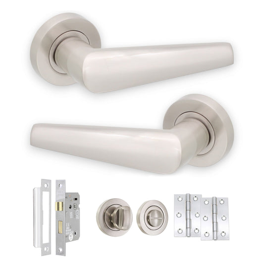 Aero Lever on Rose Satin Nickel Bath Pack