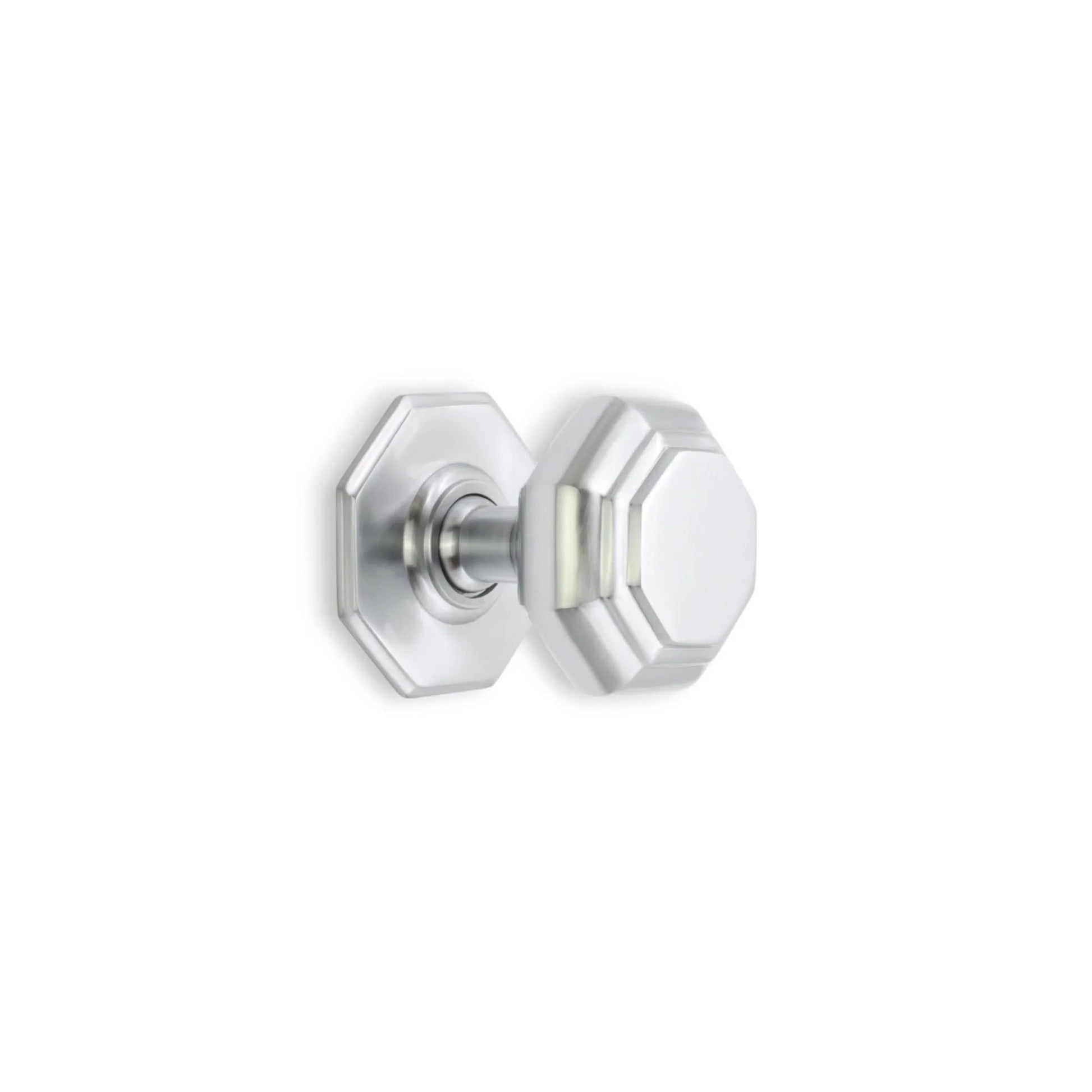 OCTAGONAL CENTRE DOOR KNOB SATIN CHROME HOME DECOR