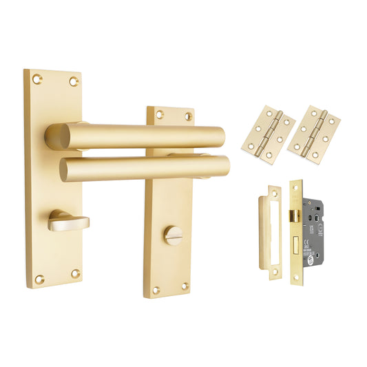 Jura Lever on Backplate Bathroom Pack Satin Brass