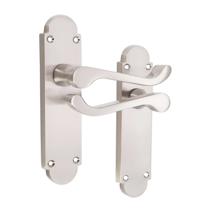 Satin Nickel Lever on Backplate Latch Home Decor 