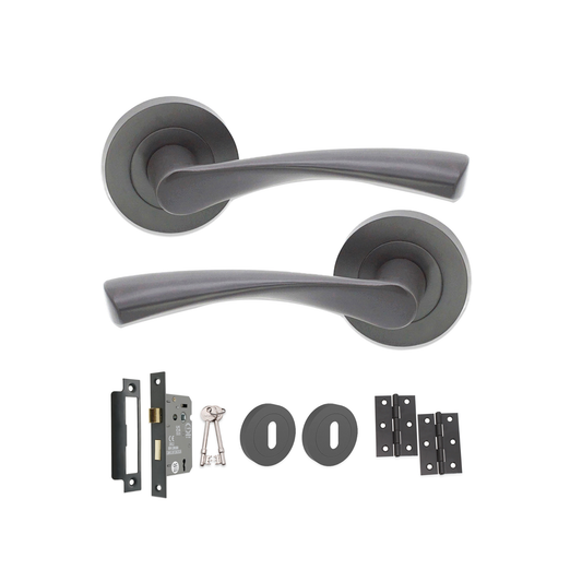 Poignée de porte Mercury Lever, gris anthracite, ensemble de verrouillage 