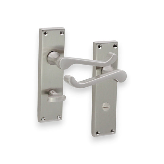 Victorian Scroll Privacy Lever Handle 150mm Satin Nickel