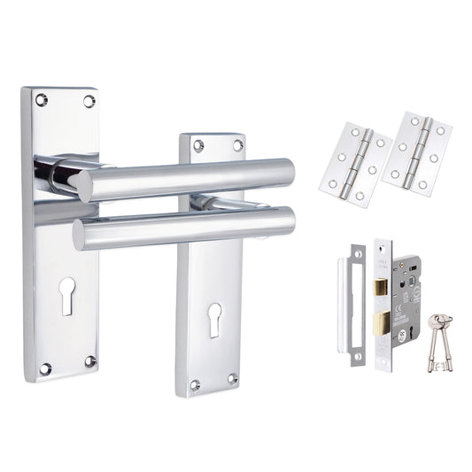 Jura Lever on Backplate Lock Pack Polished Chrome