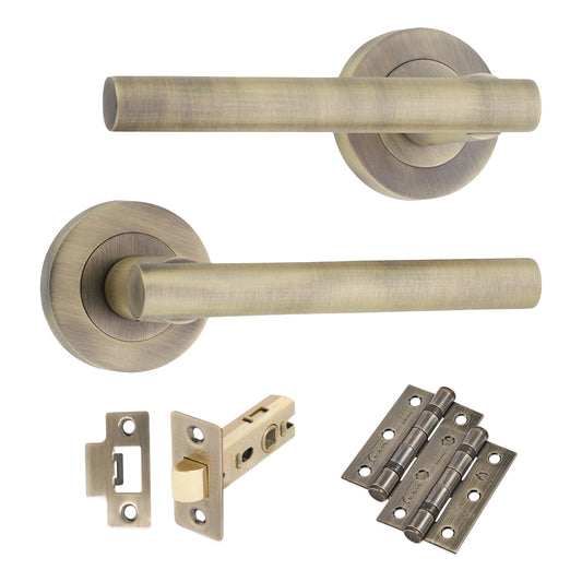 Jura-Hebelgriff an Rosette, antikes, mattes Klinkenpaket