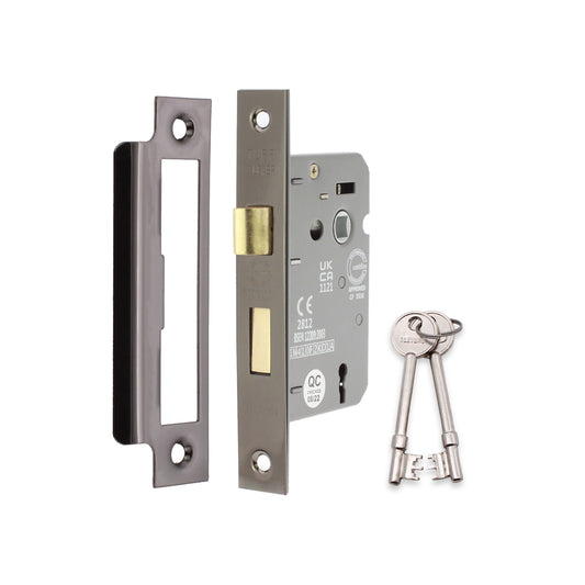 2.5" CE 3 Lever Mortice Sash Lock FD60 - Black Nickel