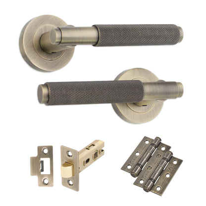 Knurled Lever on Rose Matt Antique Latch Pack Home Decor