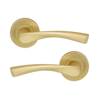 Satin Brass Lever Door Handle Home Decor 