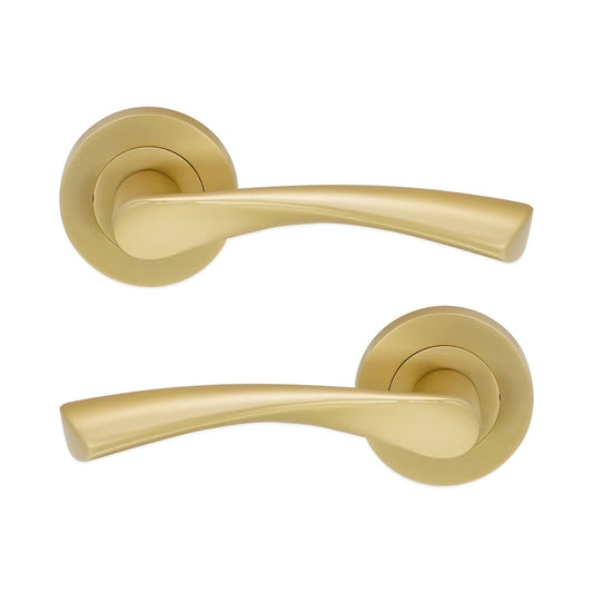 Poignée de porte à levier Mercury en laiton satiné