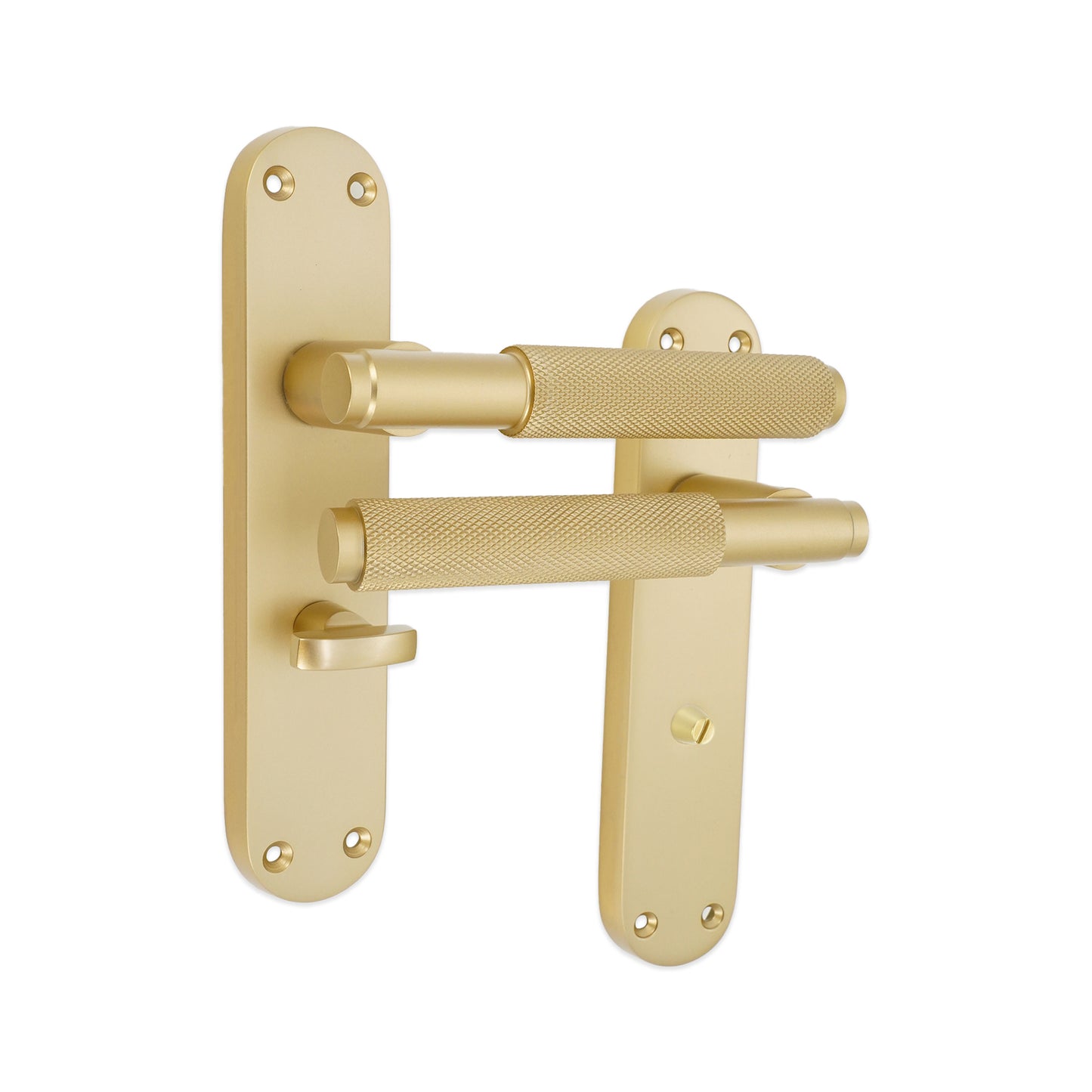 Connaught Knurled Lever on Backplate Privacy Satin Brass