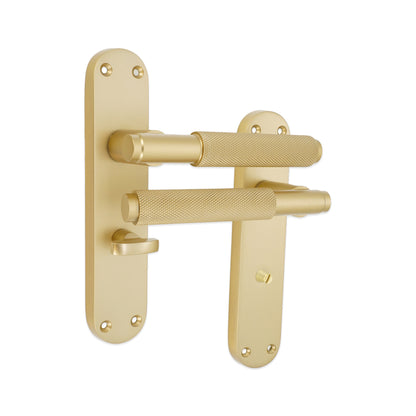 Connaught Knurled Lever on Backplate Privacy Satin Brass