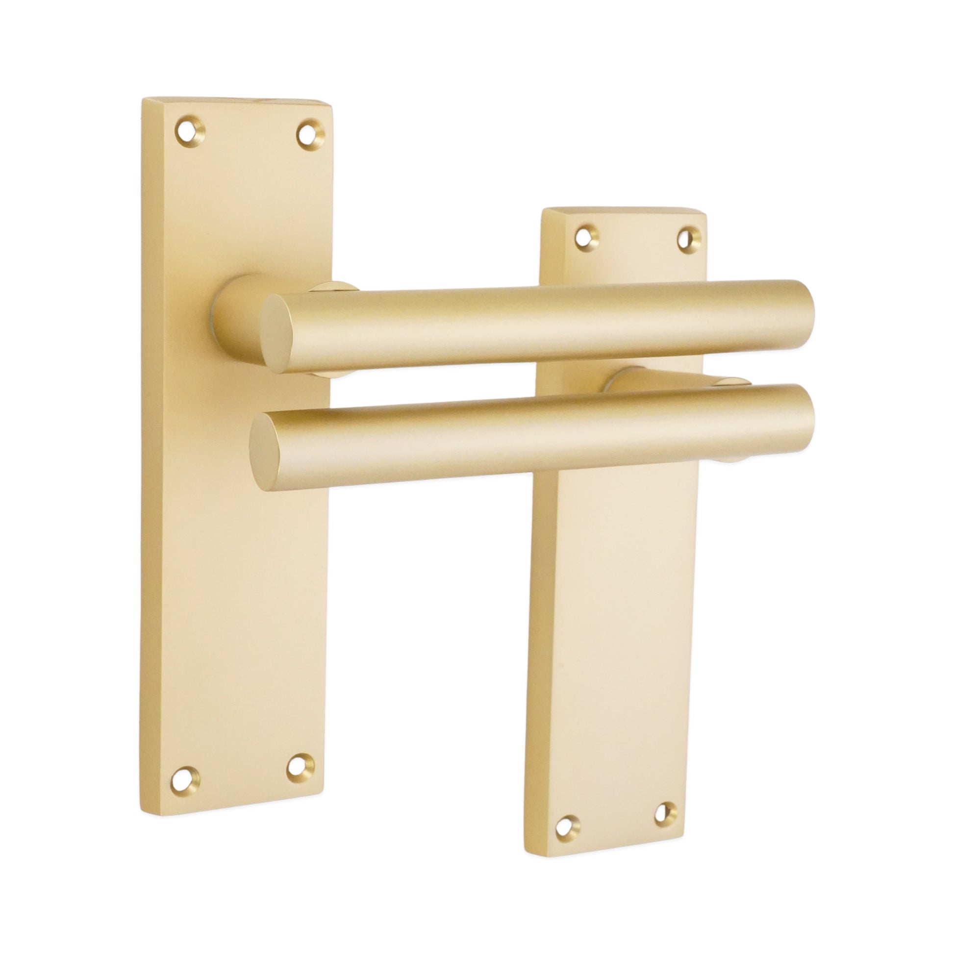 Satin Brass Lever on Backplate Latch Door Handle Home Decor 