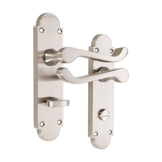 Poignée Oakley sur plaque de fixation pour salle de bain, nickel satiné