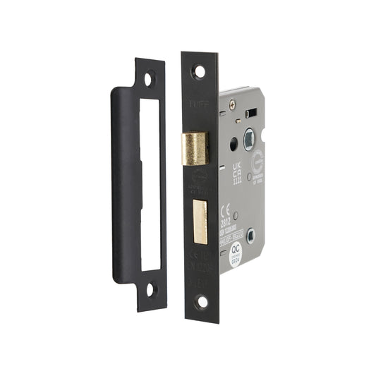 2.5" CE 3 Lever Bathroom Lock FD60 - Matt Black