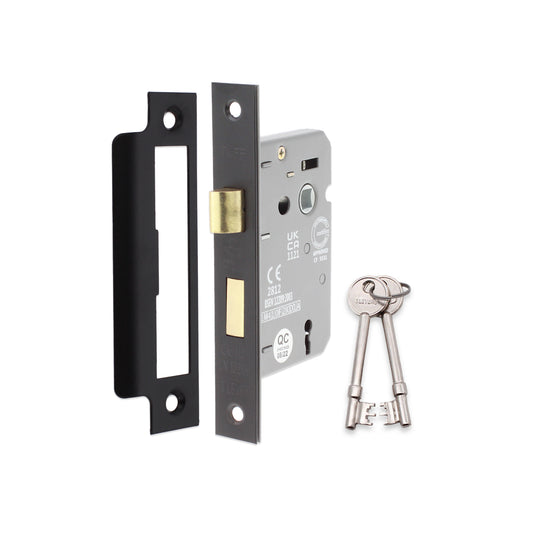 2.5" CE 3 Lever Mortice Sash Lock FD60 - Matt Black