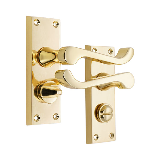 Victorian Scroll Privacy Lever Handle 115mm Polished Brass