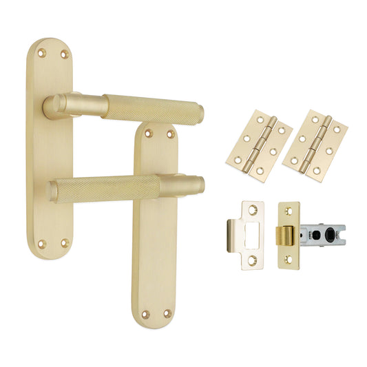Connaught Knurled Lever on Backplate Latch Pack Satin Brass