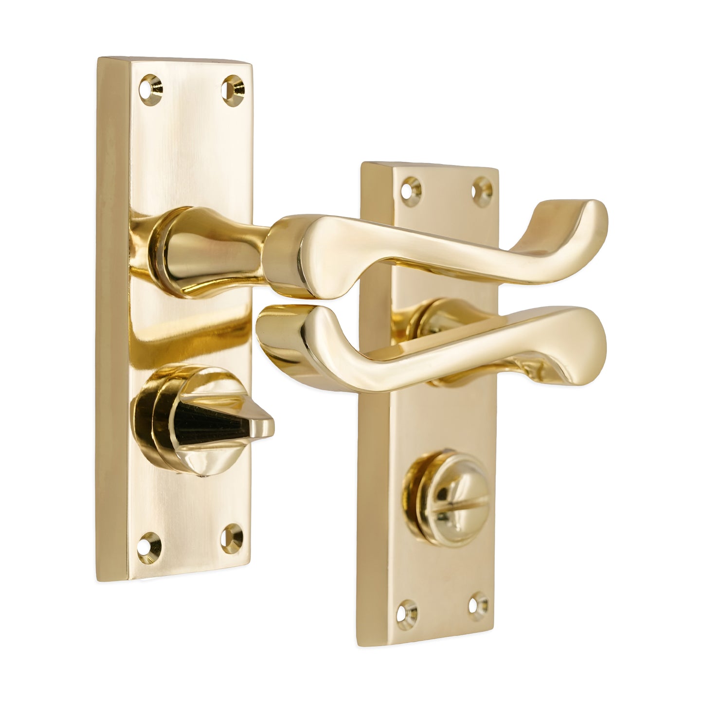 Polished Brass Victorian Scroll Privacy Lever Handle Home Decor 