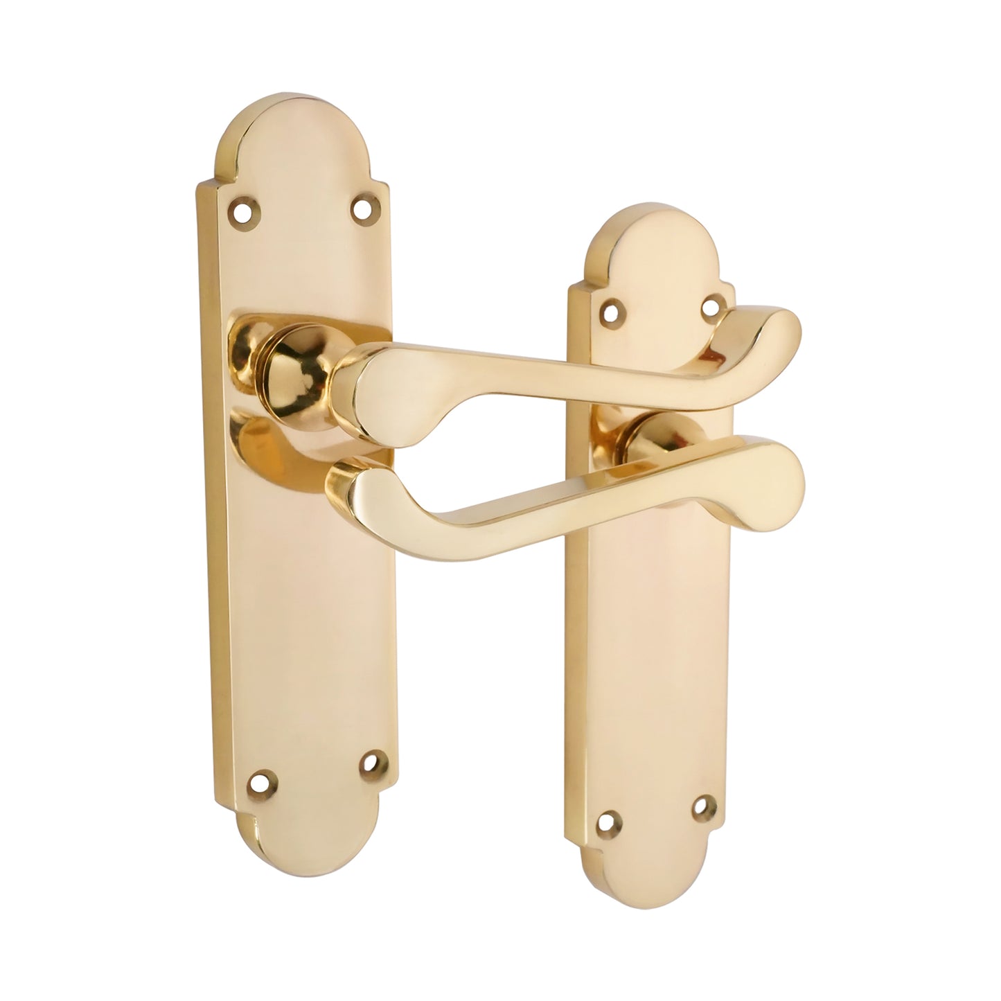 Polished Brass Lever on Backplate Latch Home Decor 
