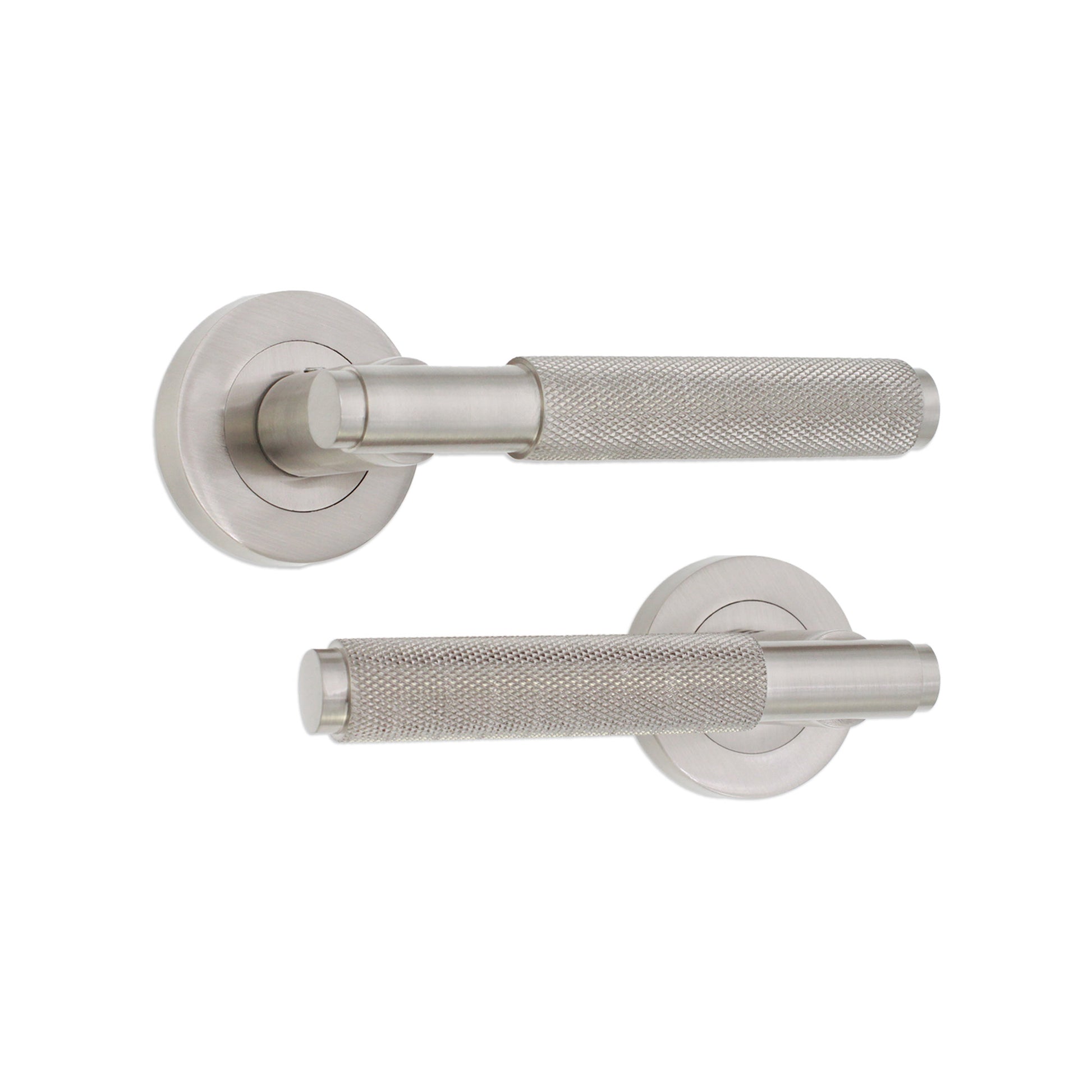 Knurled Lever on Rose Satin Nickel Home Decor
