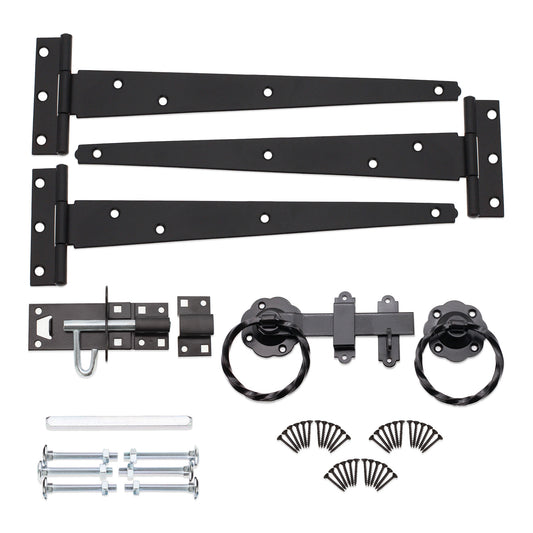 10" 250mm Twist Ring Gate Ironmongery Kit Black