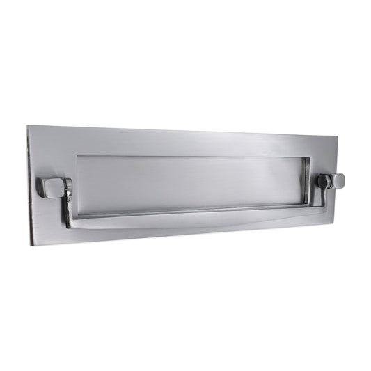 Plaque postale victorienne heurtoir 250 mm chrome satiné