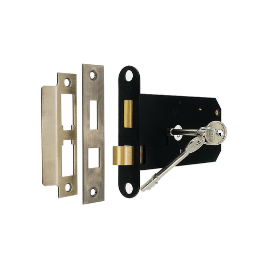3 Lever Horizontal Sash Lock 6" Antique Brass