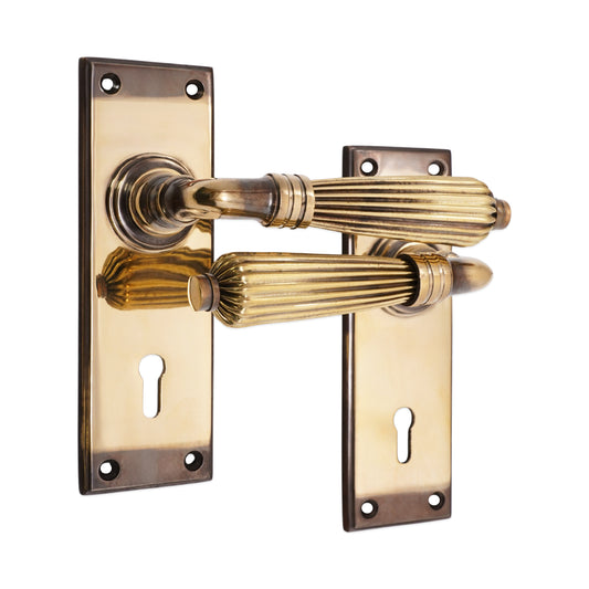 Regency Lever on Backplate Lock Aged Brass