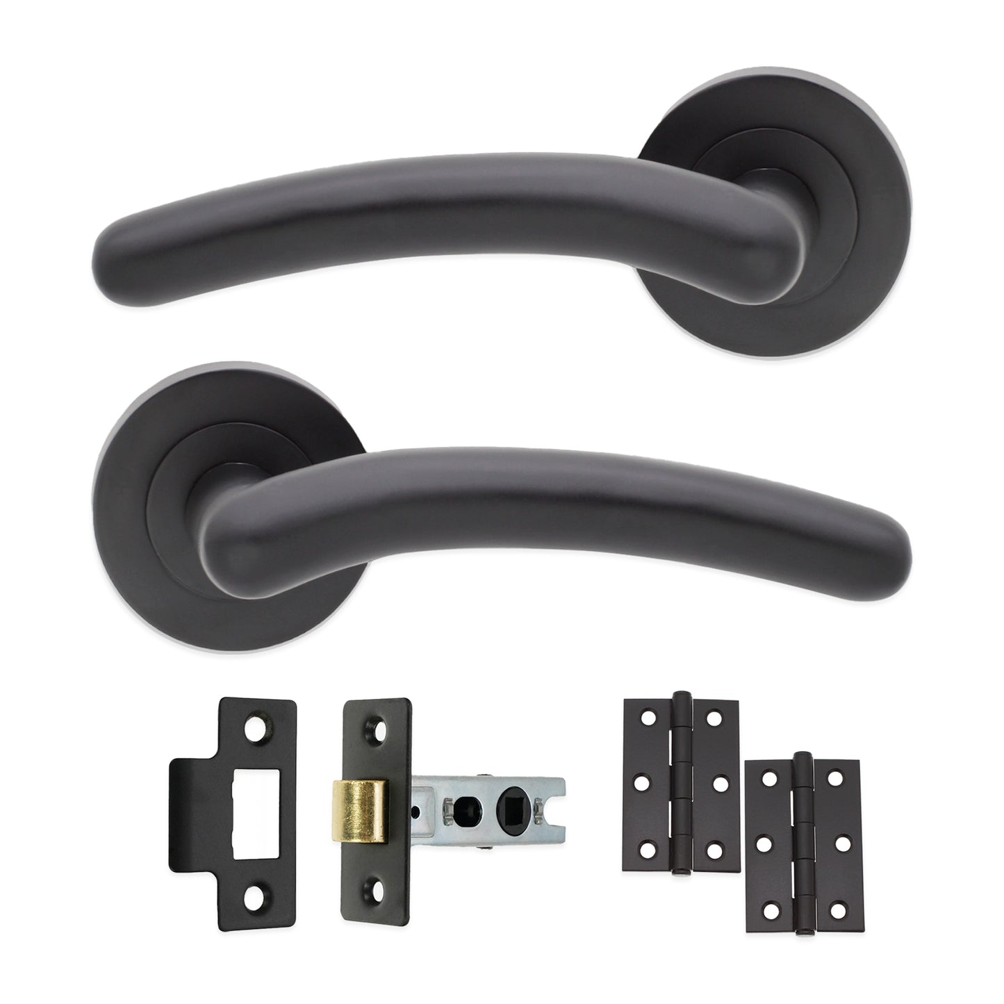 Matt Black Lever on Rose Latch Pack Home Decor 