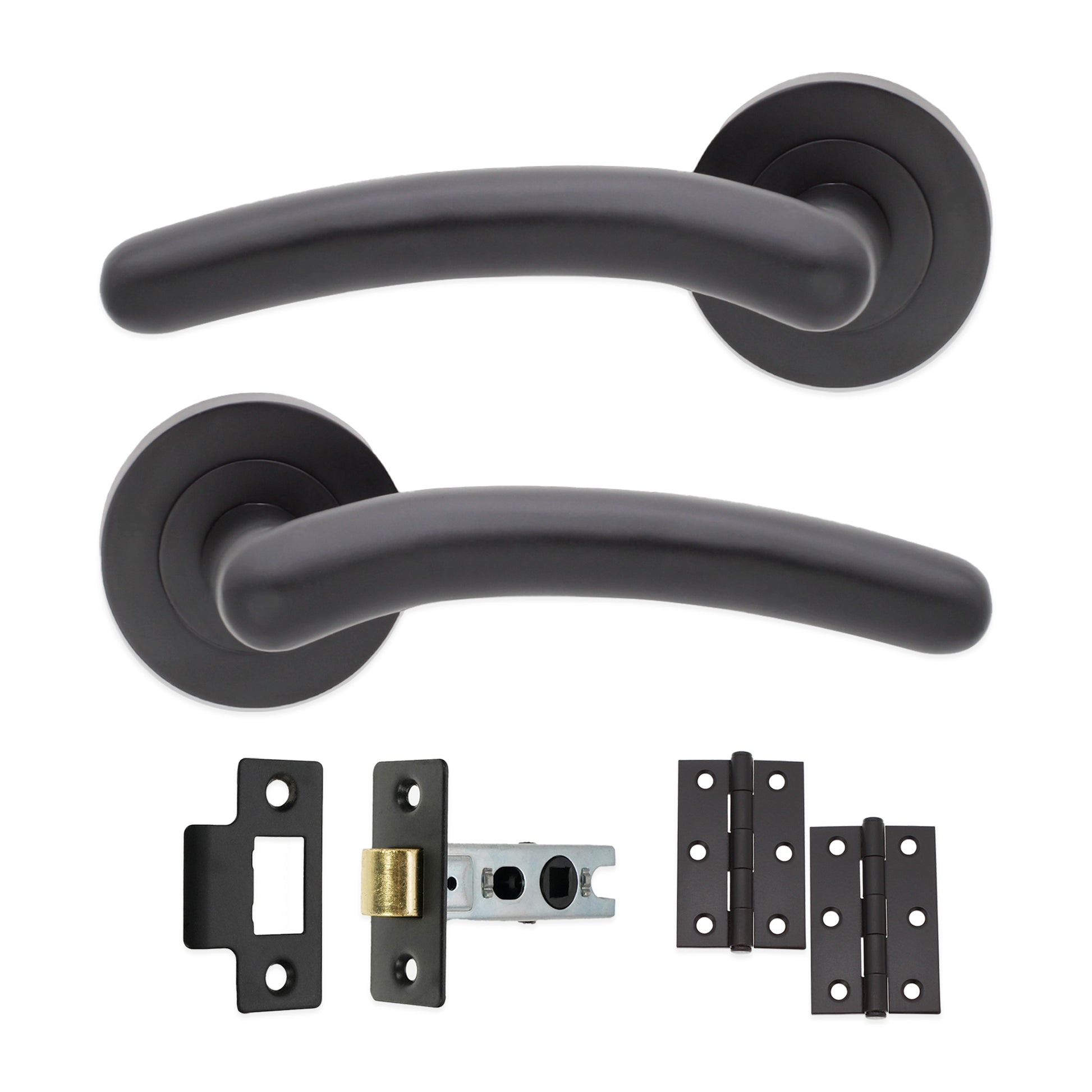 Matt Black Lever on Rose Latch Pack Home Decor 