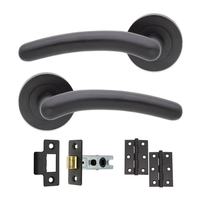 Matt Black Lever on Rose Latch Pack Home Decor 