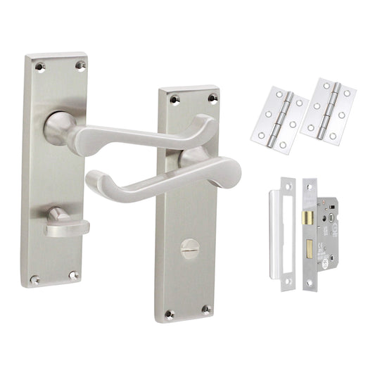 Victorian Scroll Bathroom Lever Handle 150mm Bath Pack Satin Nickel
