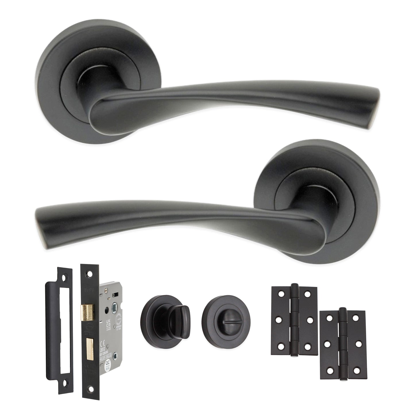 Matt Black Mercury Lever on Rose Bathroom Pack Home Decor