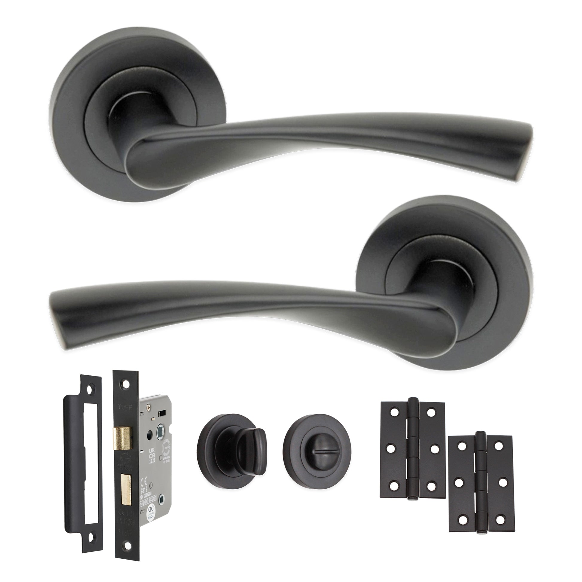 Matt Black Mercury Lever on Rose Bathroom Pack Home Decor