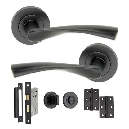 Matt Black Mercury Lever on Rose Bathroom Pack Home Decor