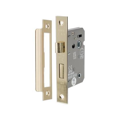 2.5" CE 3 Lever Bathroom Lock FD60 - Electro Brass