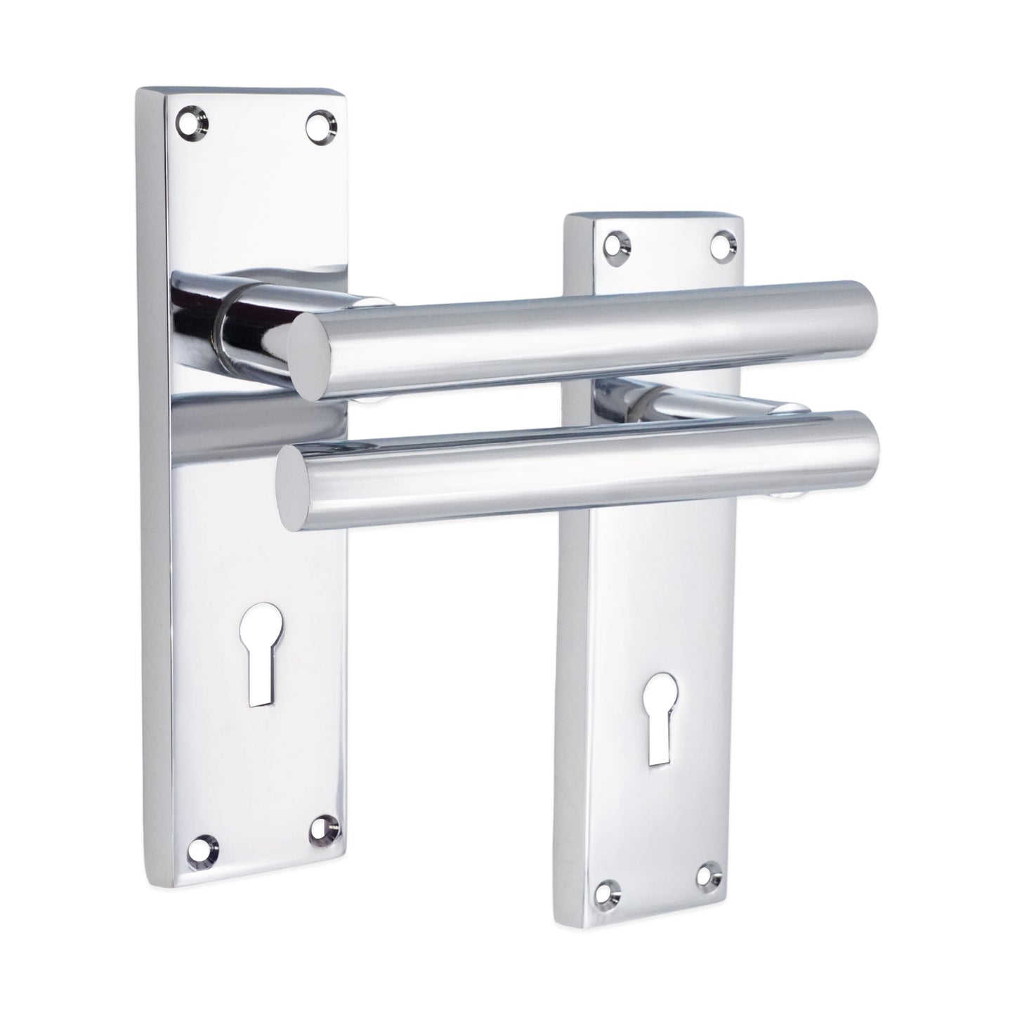 Polished Chrome Lever on Backplate Lock Door Home Decor