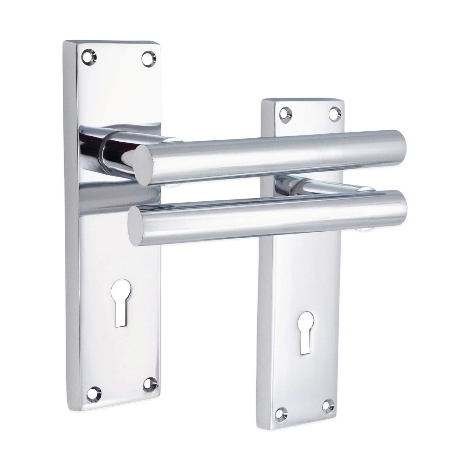 Polished Chrome Lever on Backplate Lock Door Home Decor