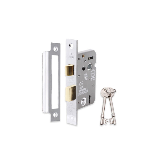 2.5" CE 3 Lever Mortice Sash Lock FD60 - Polished Nickel