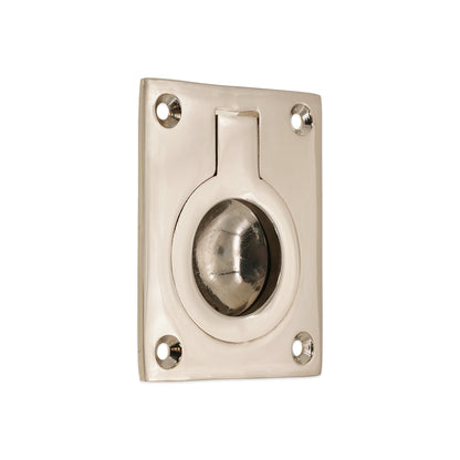 Ring Pull Square Flush Polished Nickel