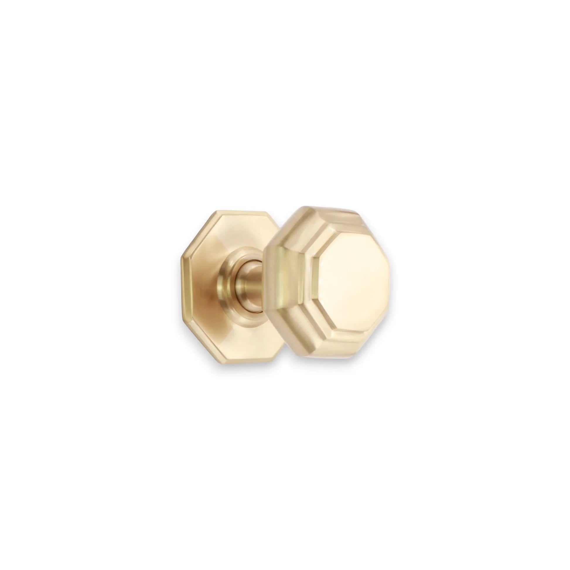 Octagonal Centre Door Knob Satin Brass Home Decor