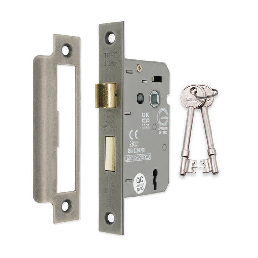 2.5" CE 3 Lever Mortice Sash Lock FD60 - Pewter