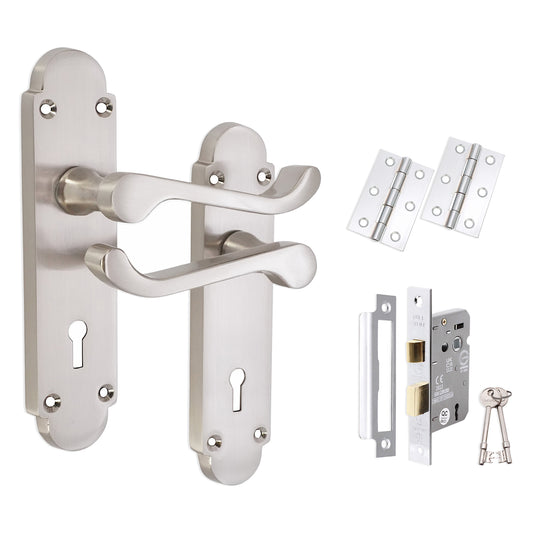 Oakley Lever on Backplate Lock Pack Satin Nickel