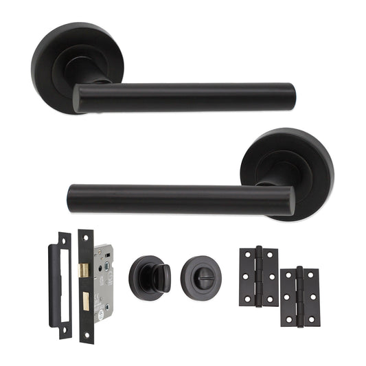 Jura Lever on Rose Matt Black Bath Pack