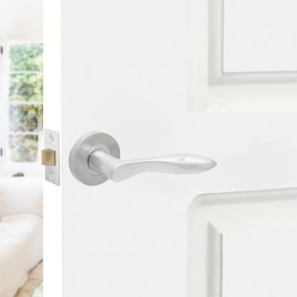 Satin Chrome Lever Door Handle  Home Decor 
