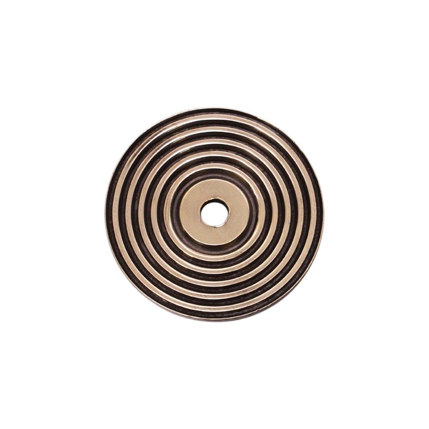 Reeded Round Backplate for Cupboard Knobs Aged Brass