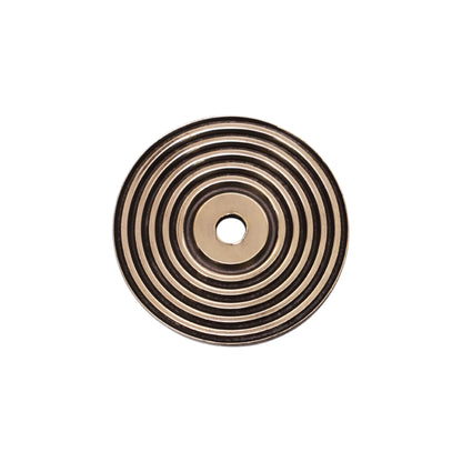 Reeded Round Backplate for Cupboard Knobs Aged Brass