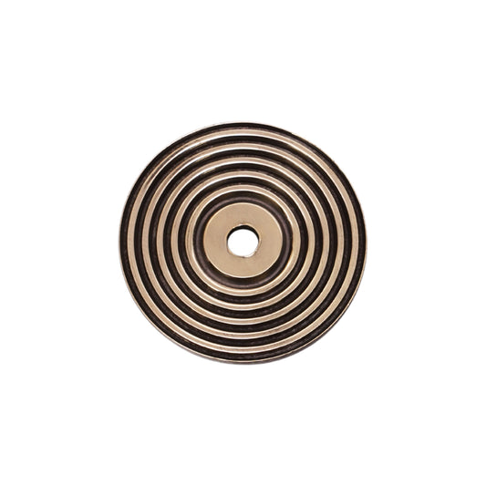 Reeded Round Backplate for Cupboard Knobs Aged Brass